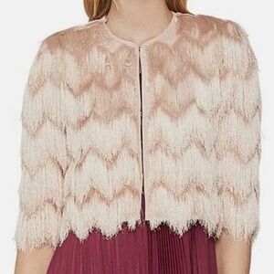 BCBGMaxAzria blush pink Fringe Jacket